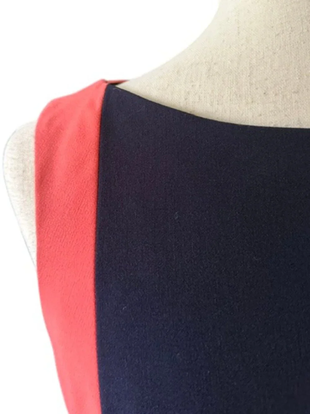 LAUREN Ralph Lauren Color Block Navy Cream Coral Sleeveless Shift Dress SZ 8 EUC - Picture 3 of 16